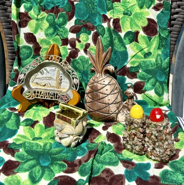 VTG Hawaiian Tiki Bar Decor Treasure Craft Menehune Sea Glass S&P  Ashtray
