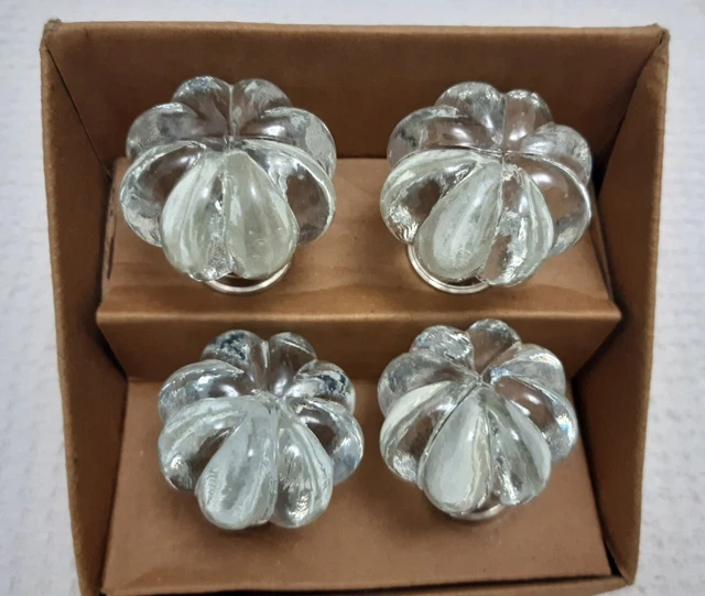 KNOBS GLASS CRYSTAL ROUND DRAWER door PULL KNOBS cabinet large SET OF 4