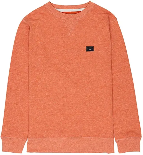 Billabong Sweatshirt Kid's All Day Crew Logo Surfing Sweatshirt - Orange - New