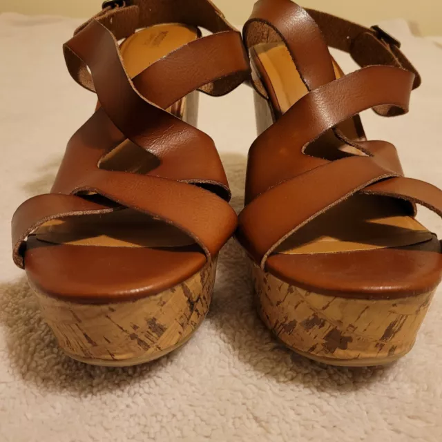 Mossimo Supply Co Heels Wedge Sandals Shoes Brown Women's Sz 11