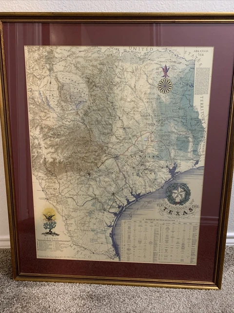 Texas Framed Sesquicentennial Map 1835-1986/Texas Revolution 1835-1836