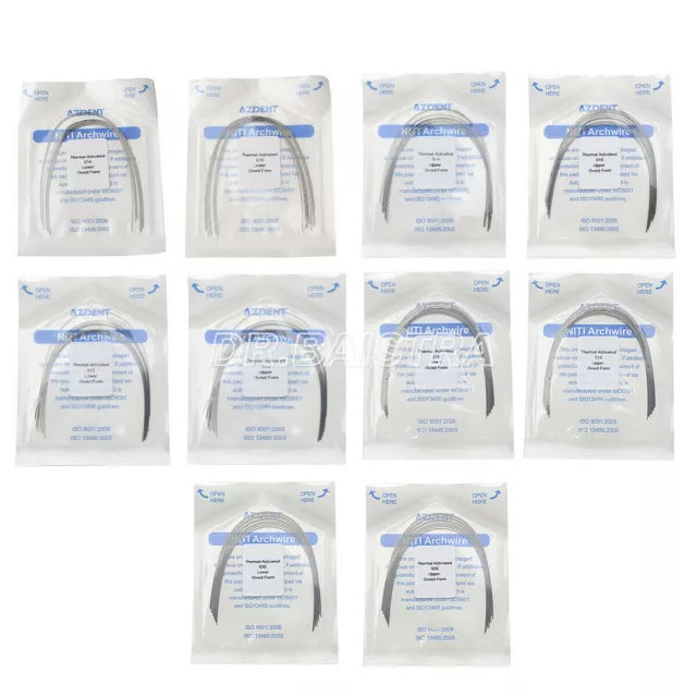10Packs AZDENT Dental Orthodontic Heat Thermal Activated Niti Round Arch Wires