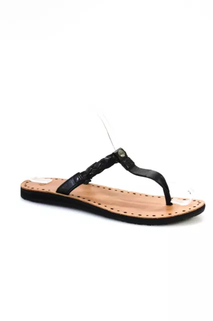 Ugg Womens Braided Leather Flip Flops Sandals Black Size 7