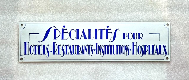 Plaque publicitaire en tôle perforée et émaillée - Hôtel des ventes d