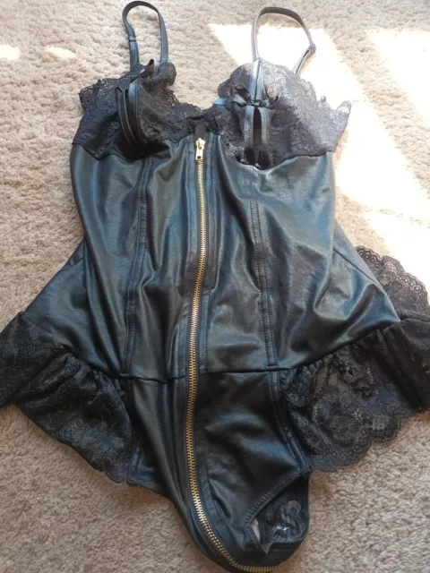 Ann Summers Tasha Teddy Black Medium 12/14   Wet Look So Sexy (tk5)  884 NWT 3