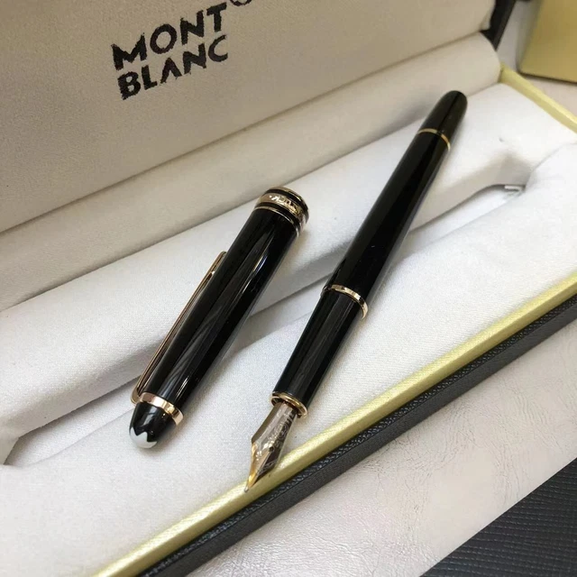 Luxury MB163 Classic Series Bright Black Gold Resin Signature Pen 0.7mm