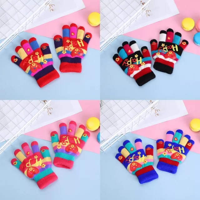 Knitted Kids Gloves Thick Mitten Cartoon Knitting Mittens  Baby Kids