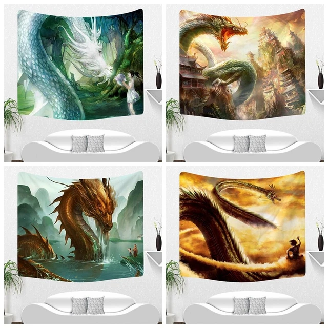 Fantasty Dragon Wall Hanging Bedroom Tapestry Background Hippie Rug Deco Blanket
