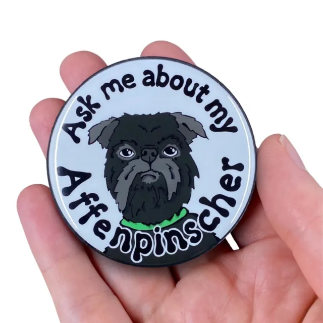 Black Affenpinscher Pinback Button Funny Dog Pin Accessories Handmade 2.25"