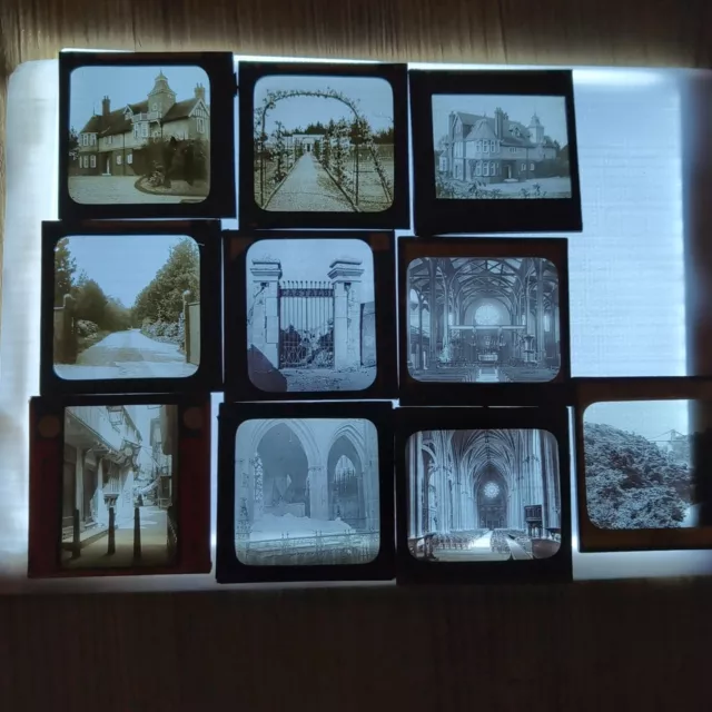 Job Lot Magic Lantern Slides X10 Architecture Houses Churches Bridge