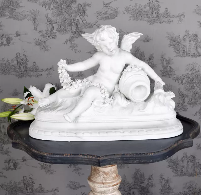 Amor Skulptur Keramikengel Antik Cupid Kaminfigur Engelfigur Shabby Chic Statue 3