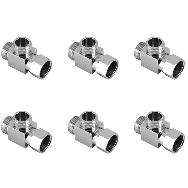 6X Adaptador de redireccionamiento de agua de latón 3 vías Instalación rápida ducha W9J8
