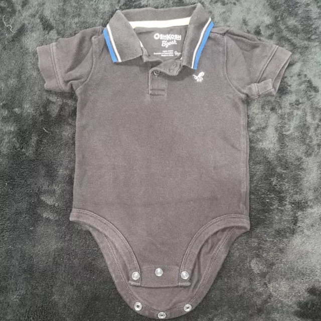 Boys Brown collared short sleeve Polo onepiece Osh Kosh 9 Month