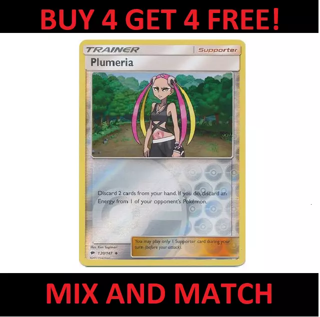 Burning Shadows - Plumeria 120/147 - Reverse Holo Rare Trainer - Pokemon Card