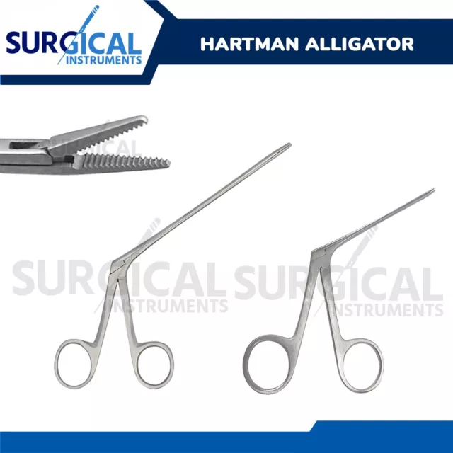 2 Pc Hartman Alligator Ear Forceps Serrated 3.5'' 5.5'' ENT Surgical German Grad