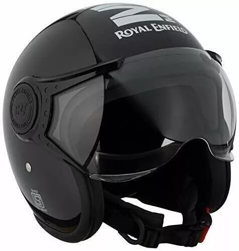 Casco Royal Enfield Marble Jet con visera negro brillante XL