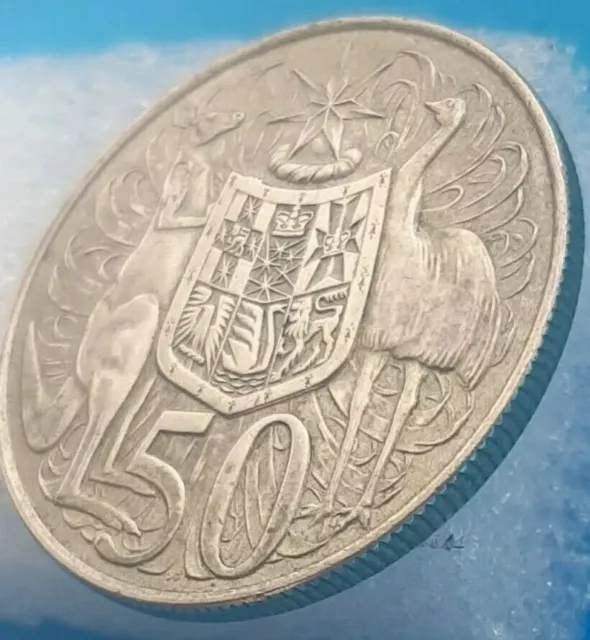 Moneta 50 Centesimi Australia 1966 Argento Silver- Regina Elisabetta Ii Canguro