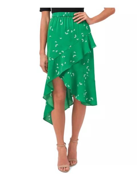 CECE Womens Green Asymmetrical Crossover Front Midi Cocktail Hi-Lo Skirt XL