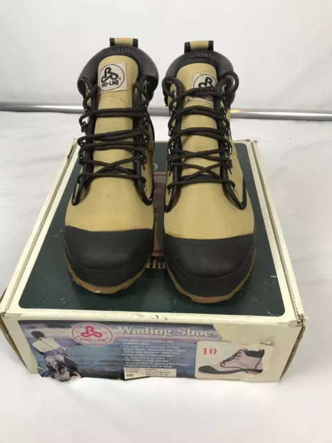 PRO LINE WADING BOOTS Mens Size 10M Tan &Black Steel Shank Fishing Rubber Sole