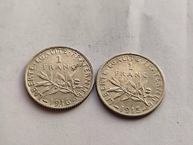 Lot De 2 Monnaies Argent Semeuse De 1 Franc