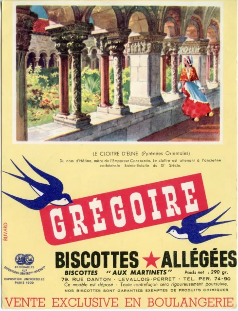 Buvard / Publicitaire / Biscottes Allegees // Gregoire / Le Cloitre D'eline