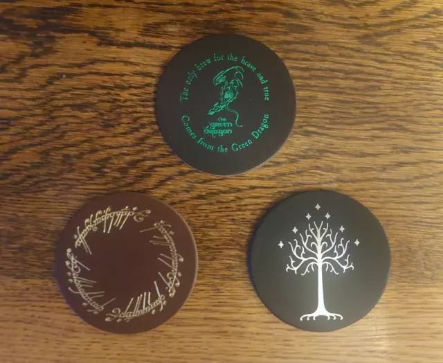 OFFICIAL 3 x LEATHER COASTER SET lord of the rings weta hobbit green dragon