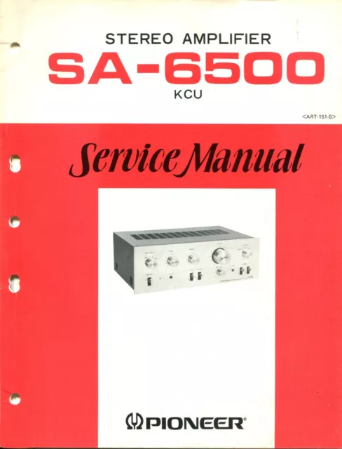 Vintage Pioneer Model SA-6500 KCU Stereo Amplifier Service Manual