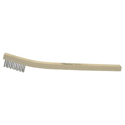 Small Hand Scratch Brushes, 8 3/4 In, 2 X 9 Rows, Brass Wire, Curved Wood Handle