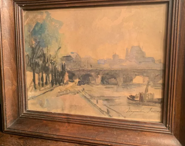 Très belle aquarelle vue de Paris les quais Notre Dame 1920's signé Augustin... 3