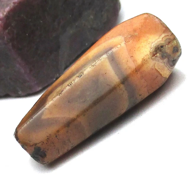 RARE STUNNING ANCIENT LARGE BANDED CARNELIAN AGATE TEAR DROP BEAD 10mm x 23mm