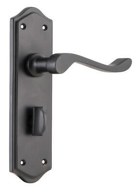 privacy set matt black henley lever door handle/backplates,180 x 50 mm 9614 P