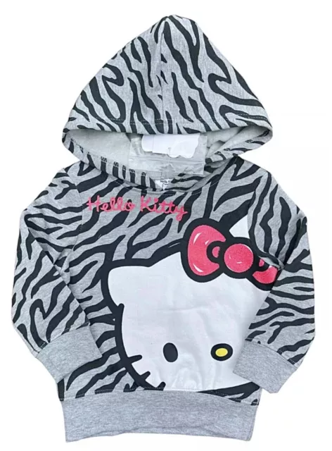 Hello Kitty Girls Hoodie Sweater Jumper Grey Age 3 yrs