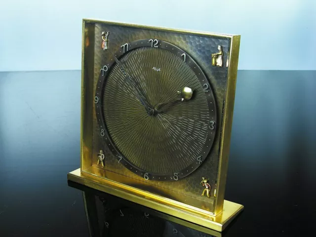 Rare Heavy Art Deco Bauhaus Brass Desk Clock Kienzle Design Heinrich Moeller