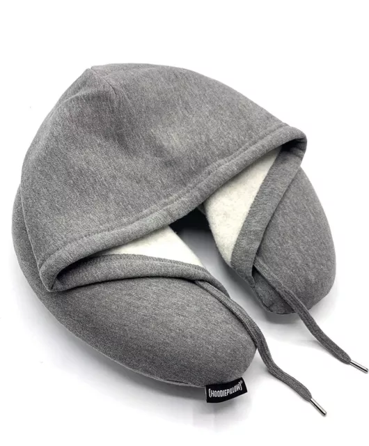 HoodiePillow Brand Memory Foam Hooded Travel Pillow Gray