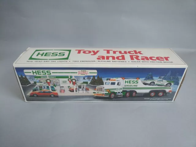 Vintage 1991 toy Hess truck and racer in excellent condition with original box