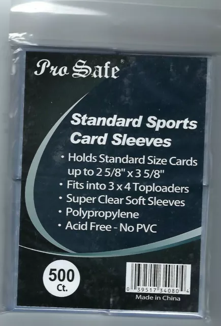 10,000 Pro-Safe NEW Standard Size Clear Card Sleeves 2 5/8 x 3 5/8(67mm x  94mm)