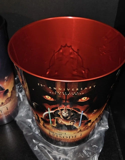 CINEMARK 25TH STAR Wars Episode 1 Phantom Menace Tin Popcorn Bucket Cup