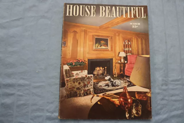 1944 March House Beautiful Magazine - Beautiful Living Room Cover - E 9627