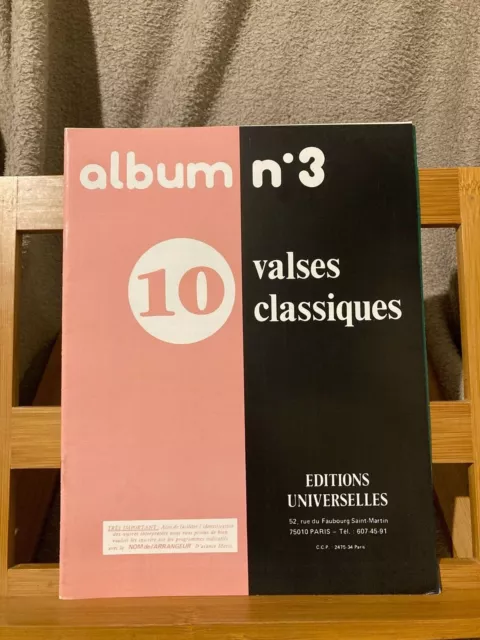 10 valses classiques Album n°3 partition piano accordéon éditions Universelles