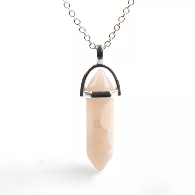 Natural Crystal Pendulum Quartz Stone Pendant Chakra Healing Gemstone Necklace 2