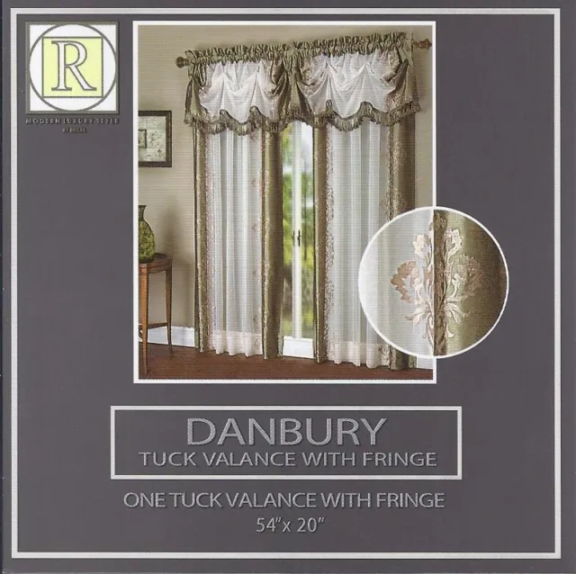 Modern Luxury Style Danbury Beige One Tuck Valance With Fringe 54 W x 20 L New