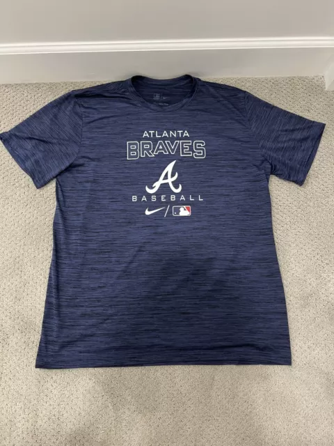 Atlanta Braves Nike Wordmark Velocity Performance T-Shirt - Navy - XL