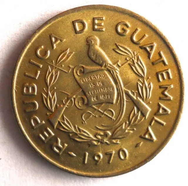 1970 Guatemala Centavo - Au - Haute Qualité Pièce de Monnaie Poubelle #998