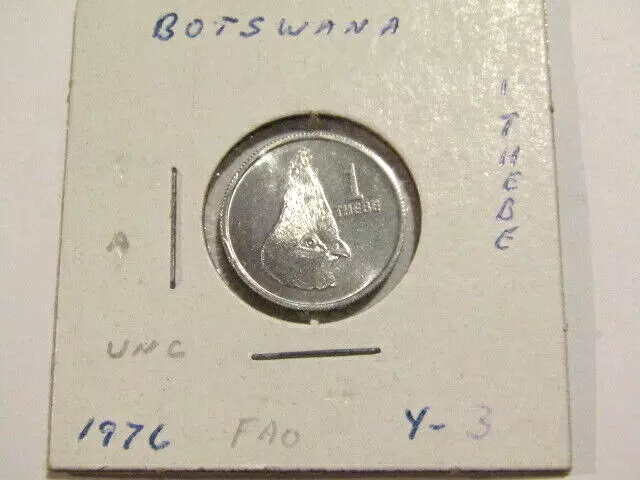 Botswana 1976 1 Thebe unc Coin F.A.O. First Issue Year