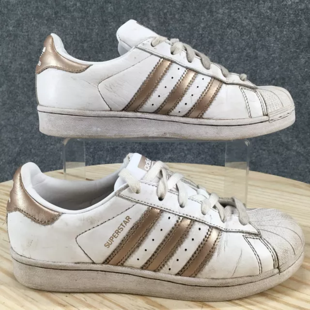 Adidas Shoes Womens 7 Superstar Casual Sneakers CG5463 White Leather Lace Up