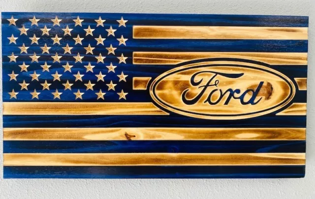 National Pride Hand Painted Antique Style Wooden American Flag, Patriot Design