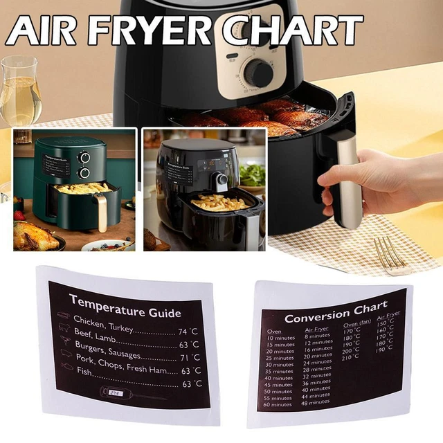 AIR FRYER CONVERSION Chart Sticker Air Fryer Cooking Time Chart Cook Guide Kit £2.53 PicClick UK