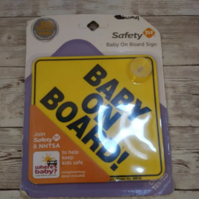 Safety 1st "Baby On Board" Car Window Sign With suction cup Yellow Warning