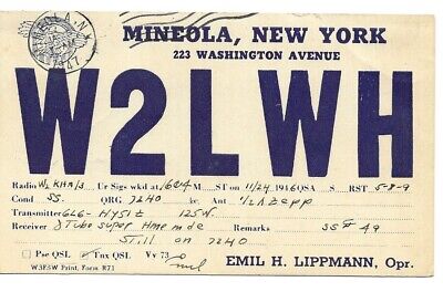 QSL  1946 Mineola   New York   radio card