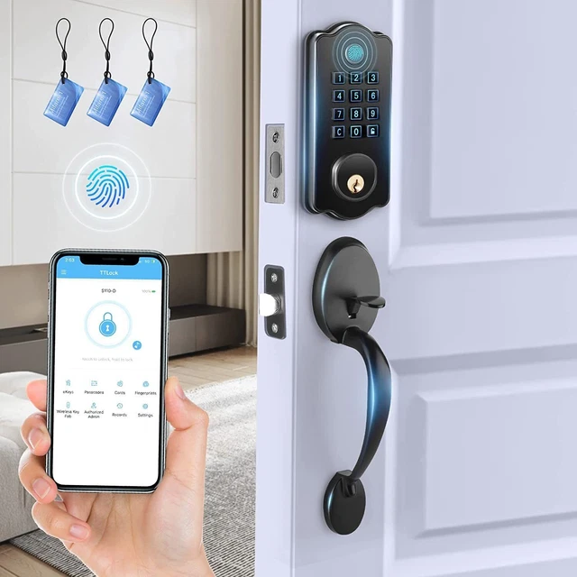 5 in1 Biometric Fingerprint Digital Keypad IC Card Keyless Entry Smart Door Lock
